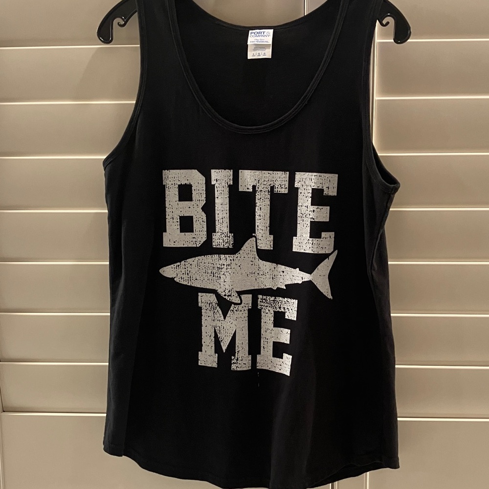 Black Bit Me Shark Tank Top